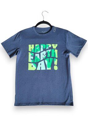 The Children’s Place Boys L 10-12 Happy Earth Day Tee Blue Graphic Short Sleeve